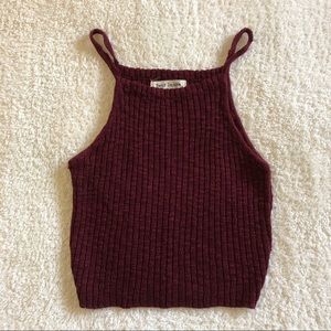 Burgundy Knit Crop Top